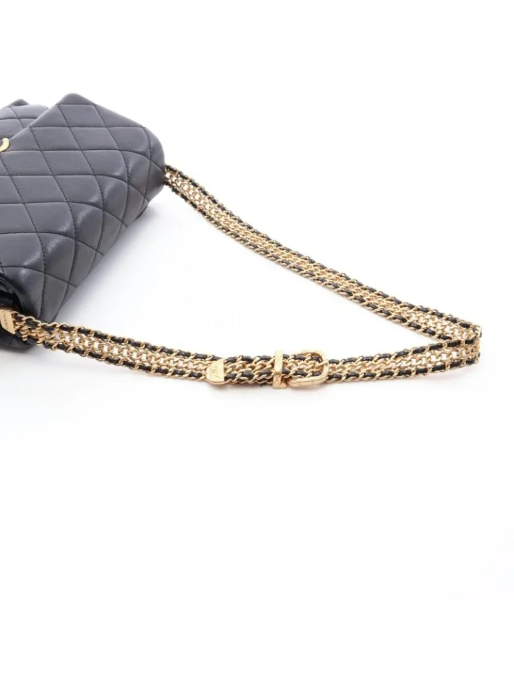 Chanel Shoulder Bag Quilted Black Lambskin Small Flap Chain